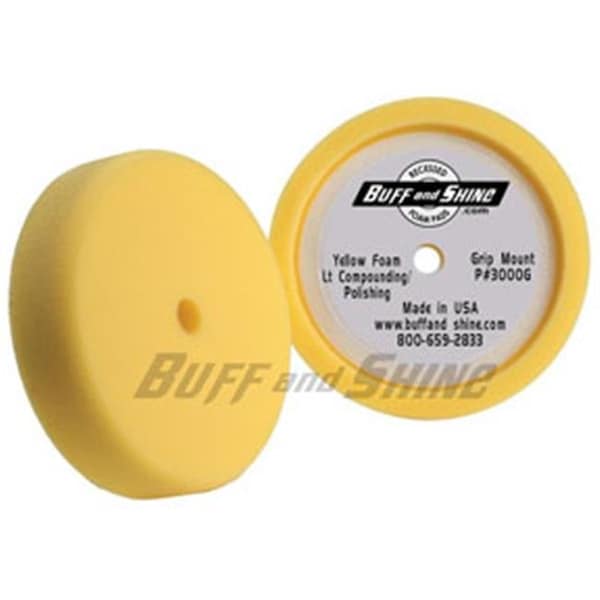 Buff And Shine BFS-3000G 8 In. X 2 In. Recessed Back Yellow Foam Grip Pad In. Polishing Pad In. BFS-3000G - main